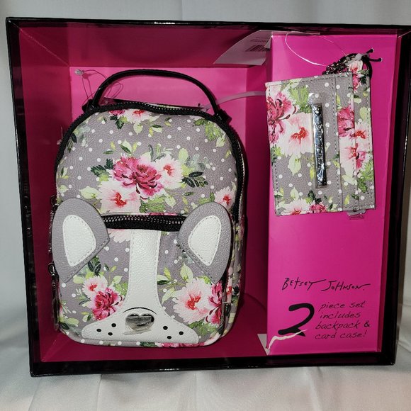 Betsey Johnson Handbags - Betsey Johnson Backpack/Purse French Bulldog Floral New In Box